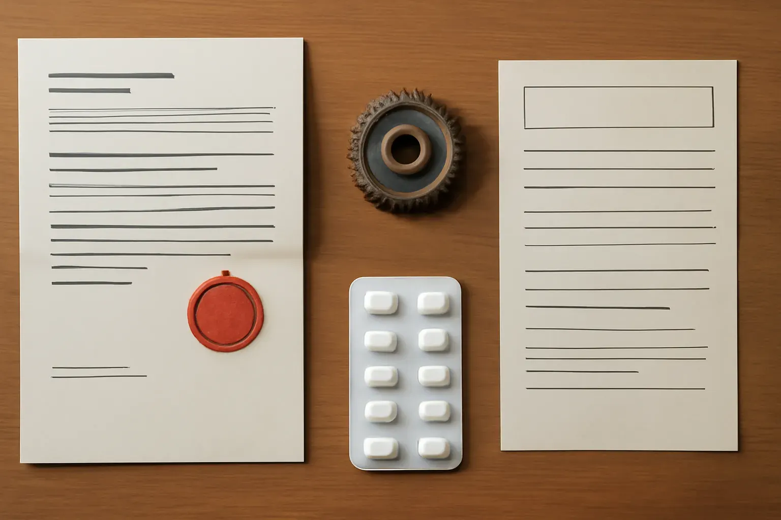An editorial composition of ruled lines and document motifs representing easytotranslate’s industry focus.